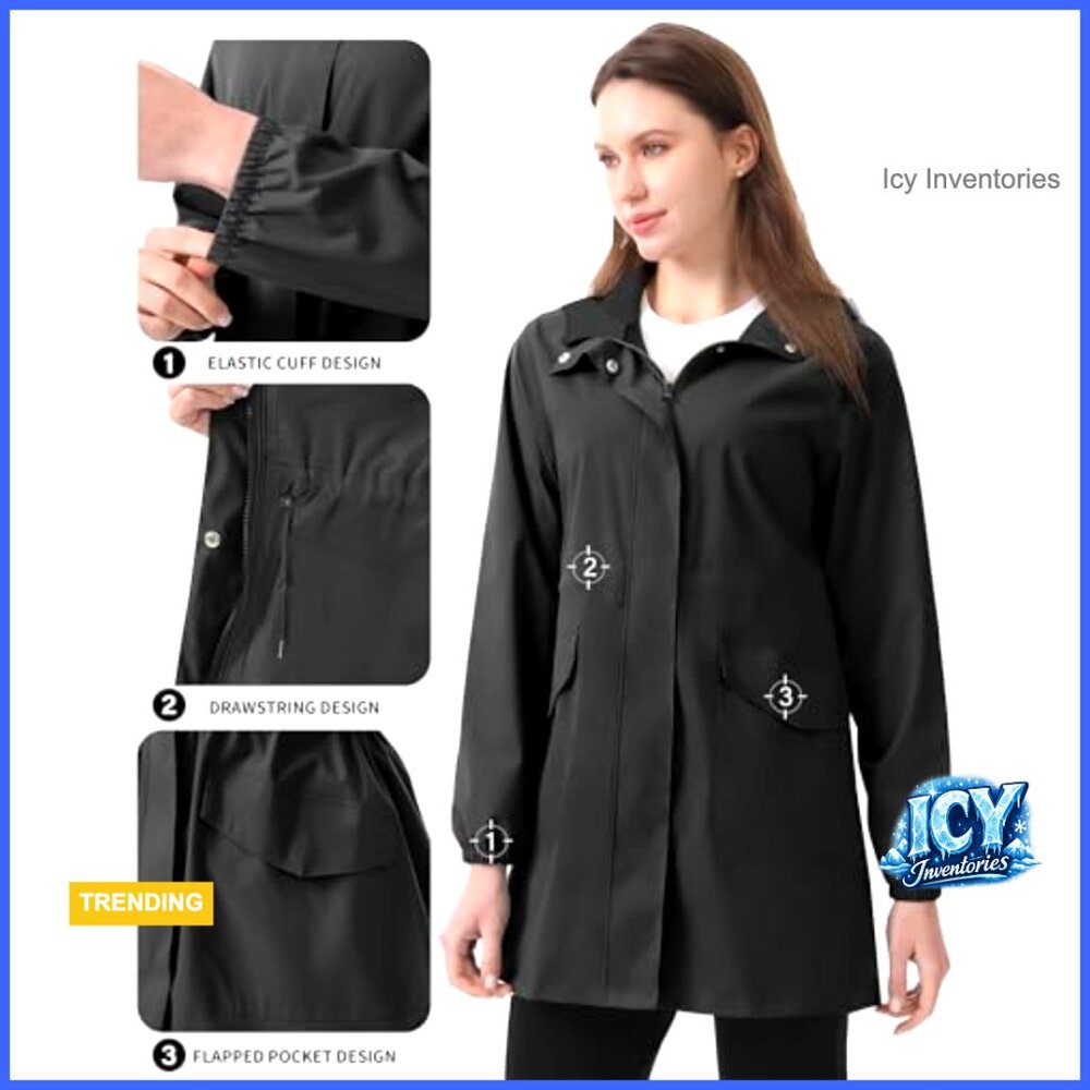 Waterproof Polyester Rain Jacket Packable Lightwe… - image 5